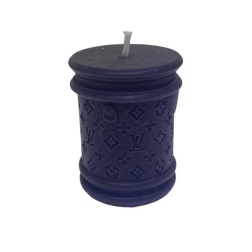 Bomboniera compleanno candela cilindro logo nero